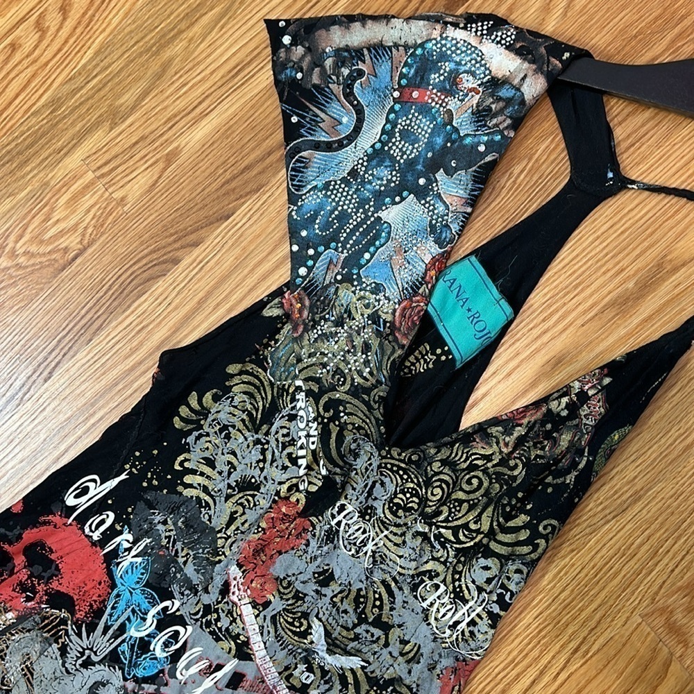 Vintage Rana Rojo custom rock & roll moto high low midi dress size small 4 black - Picture 5 of 11